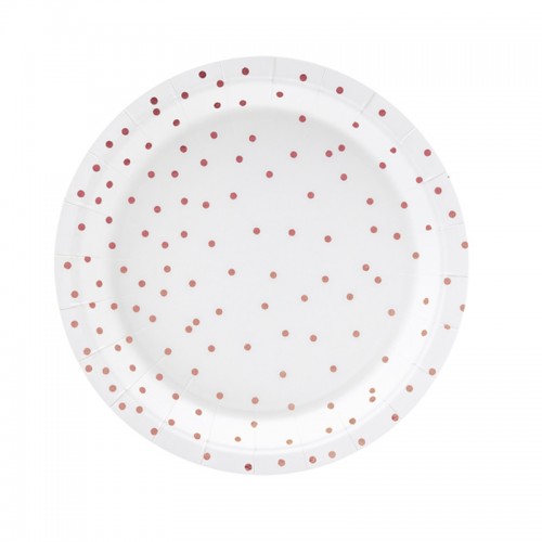 Pratos Bolinhas Rosa Dourado